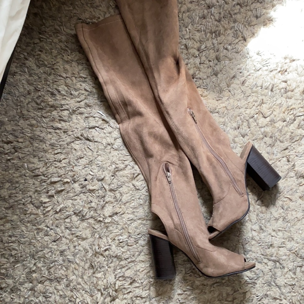 MIA Over the Knee Peep Toe Boots